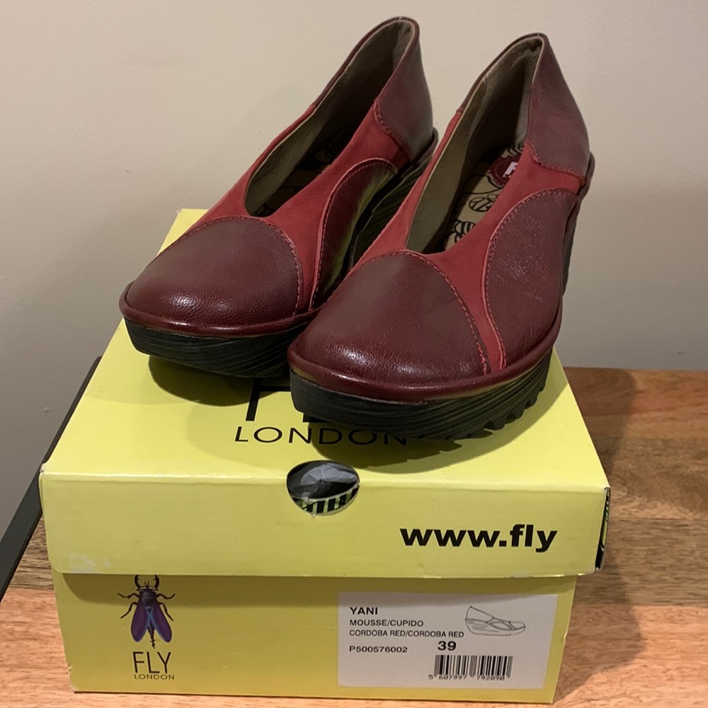 Fly London Yano red  suede and leather combo - EU 39
